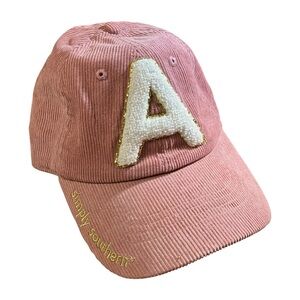 Simply Southern Corduroy Baseball Cap Pink Adjustable Buckle Back Letter A